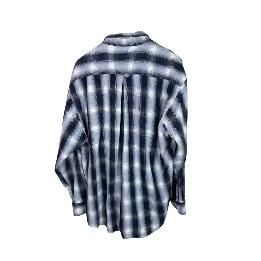 Baxter Brand Flannel Mens XL Blue Plaid Cotton Button Down Heavyweight - Picture 2 of 4
